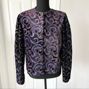 Vintage Jeri Marque Metallic Paisley Print Lightweight Jacket